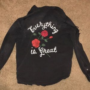 American Eagle small black embroidered jeanjacket